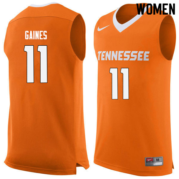 Women #11 Davonte Gaines Tennessee Volunteers College Basketball Jerseys Sale-Orange
